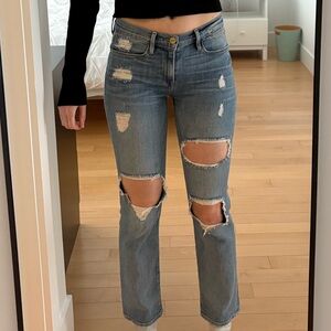 Frame Denim Distressed Straight Leg Jeans